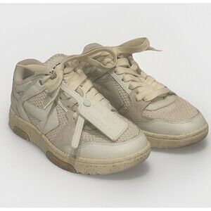 Off-White Sneakers Leather Low Top Shoes Size 35, Boys 4, Women’s 5.5